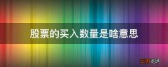 股票的买入数量是啥意思