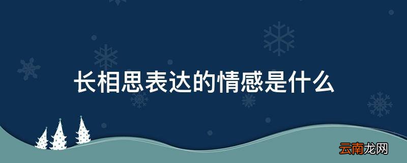 长相思表达的情感是什么