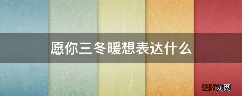 愿你三冬暖想表达什么