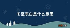 冬至表白是什么意思