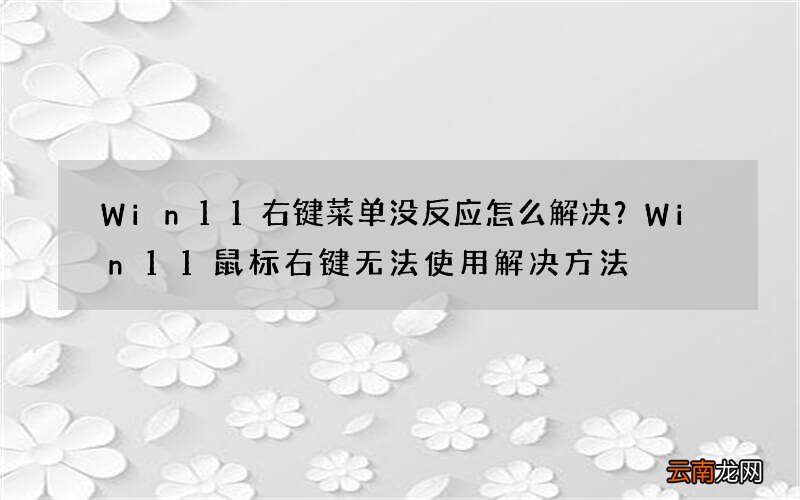 Win11右键菜单没反应怎么解决?Win11鼠标右键无法使用解决方法