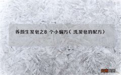 洗发皂的配方 养颜生发皂之8个小偏方