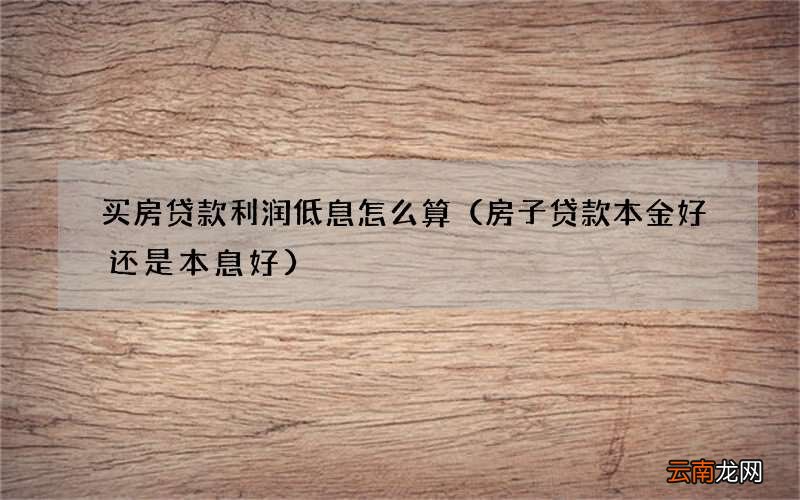 房子贷款本金好还是本息好 买房贷款利润低息怎么算